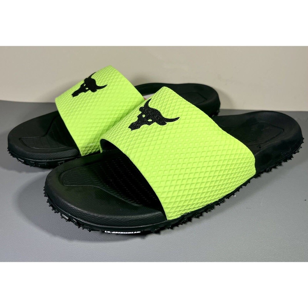Under Armour Men's Project Rock Michelin Size 8 Slides Volt Green 3025237-302 DS